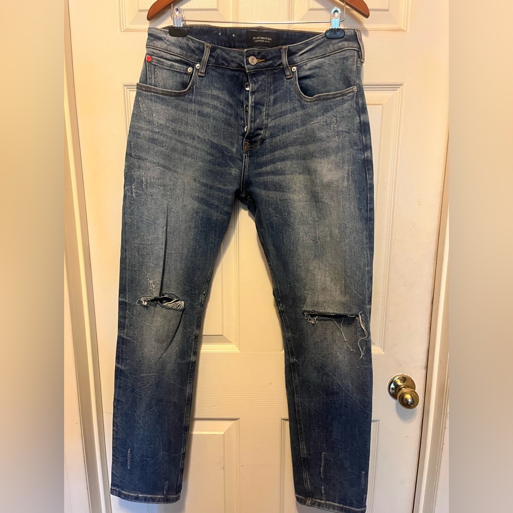 Scotch & Soda Distressed Ripped Blue Denim Jeans
Size 34/32